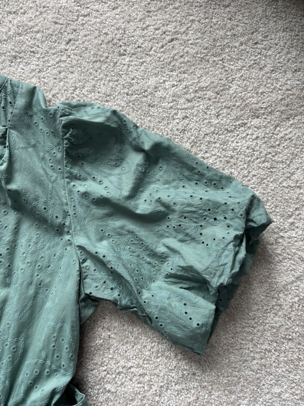 Joie Sage Green Eyelet Midi Dress with Belt Cottagecore - Picture 4 of 5